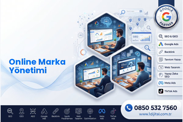 Online Marka Yönetimi — Dijital1 dijital pazarlama hizmeti görseli